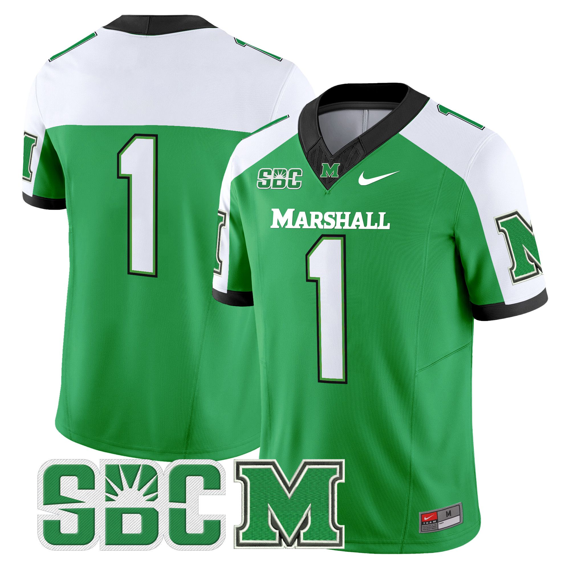 Men Marshall Thundering Herd #1 No Name Green Nike 2024 Vapor Limited NCAA Jersey->more ncaa teams->NCAA Jersey